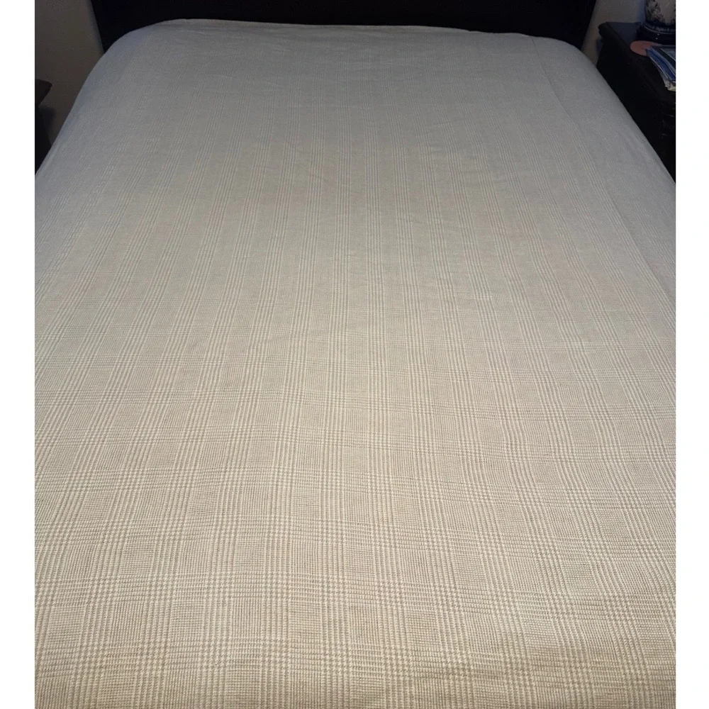 Pom Pom at Home Organic Cotton Linen Glen Plaid Duvet Cover Cream Tan Checkered